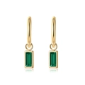 Orecchini a cerchio dorati con pendenti rettangolari in zircone verde smeraldo - Orecchini in Zircone Verde Smeraldo (SE21062906GN)