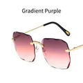 Gafas de sol sin montura degradado violeta con montura dorada y lentes onduladas - Rosa Púrpura