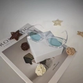 Classic thick square sunglasses with a clear acrylic frame and light blue lenses - Transparent Frame Green Lens