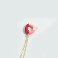 Letter Q balloon pendant necklace with red and pink enamel on a gold-plated chain - Letter Q