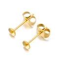 Paar vergoldete Edelstahl-Ohrstecker mit Becherbasis und Butterfly-Verschlüssen - Gold 4mm (KLJ603-Z)