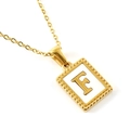 18K gold plated stainless steel necklace featuring a shell rectangle letter F pendant - Letter F (Includes Chain)
