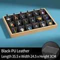 Bamboo wood 18-grid jewelry tray with black PU lining for necklace and pendant display - 18 Grids / Black (PU Leather)