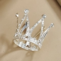 Detailed shot of a silver alloy mini crown with sparkling rhinestones and pointed design - Multi-Diamond Mini Round Silver 01