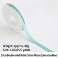 Matte cotton ribbon in liberation blue color, 1cm wide for flower gift packaging - Double-sided Matte Cotton / 1.0cm Wide * 20 Yards / Liberation Blue