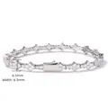 Silver hip hop bracelet with 6.5mm width featuring star patterns and clear zircon stones - Silver 18 Inch Necklace