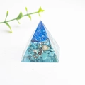 Blue natural crystal resin pyramid ornament for home and office desktop decoration - Turquoise