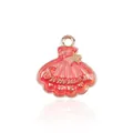 Golden shell pendant with pink enamel coating and Summer engraving for DIY jewelry - Summer Shell