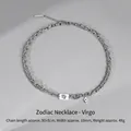 Double-layered Virgo zodiac necklace with blue gemstone pendant in silver finish - Virgo