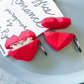 Red 3D faceted heart-shaped silicone case for AirPods Pro with metal carabiner - Diamond Heart + Carabiner / AirPods 1/2 Gen