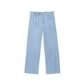 Pantaloni jeans larghi azzurri da donna con coulisse in vita su sfondo bianco - XS / Pants