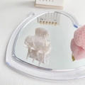 Pearlescent white acetate hair claw clip for girls, shown on a heart-shaped mirror base - 3.5cm / Gem White