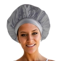 Silky satin sleep cap in light grey color for hair protection and beauty care - Gray