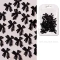50 pieces of black resin bow nail art charms in a bag measuring 10 by 13.5 mm - Long Ribbon Bow / Black