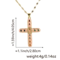 Pendentif croix plaqué or avec émail rose et pierres en zircon colorées - Style E / Pendentif + Chaîne à Lèvres