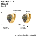 Gold-plated stainless steel hoop earrings with blue and green gradient cubic zirconia - Dark Blue (Small)