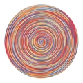 Colorful round woven cotton placemat with red and blue spiral pattern design - 11cm / Rainbow