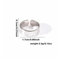 Titanium steel fishtail star ring in silver with size and weight measurements - TYR0524 / Silver Star Faceted