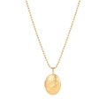 Vintage gold oval locket necklace with floral engraving and beaded chain detail - Gold Oval Relief Locket
