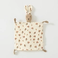 Cotton gauze baby comforter with beige rabbit doll head and floral print fabric - Floral Print (Floral Rabbit)