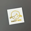 Golden sweet girl cartoon metal sticker for water cups and scrapbooks on white base - Gold (Little Girl)