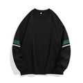 Men's loose black crewneck sweatshirt with green and white side stripe details - 2XL / Black
