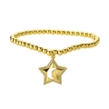 Macro view of gold beaded bracelet featuring a star and moon pendant with zircon details - Star and Moon Charm