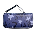 Cartera larga vintage de cuero PU morado con motivos de murciélagos y fantasmas - Fantasma de Halloween Azul Púrpura