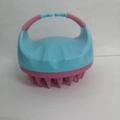 Manual silicone hair scalp massager brush in sky blue and pink with soft bristles - Blue + Pink Bristles