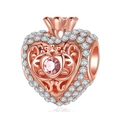 Luxurious rose gold heart charm with hollow design and pink gemstone for DIY jewelry - Rose Gold Heart Pink Rhinestone (006)