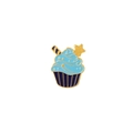 Cartoon cupcake enamel brooch pin in dark blue and gold star decorative style - Blue Starry Sky Cupcake (WY1902)
