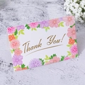 Floral Thank You card with pink and orange borders on a textured grey background - Large Size / Style 03 / 15x10cm