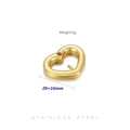 Golden hollow heart pendant in stainless steel, 20x16mm size for DIY jewelry making - Medium Heart Charm (KLJ4922-Z)