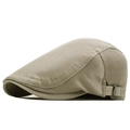 Breathable khaki mesh beret with adjustable side buckle and solid color sun protection - Beige