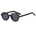 Klassische ovale Retro-Sonnenbrille mit schwarzem Rahmen und dunkelgrauen Gläsern - Schwarzer Rahmen Schwarz Graue Gläser