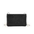 Elegant black sequin rectangular clutch with fine gold chain strap for women - Black (Gold Chain)
