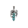 Silver dragon pendant necklace with hexagonal turquoise crystal stone inlay - Turquoise