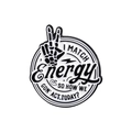 Cartoon skull hand enamel pin with 'I match energy' text and black-white finish - Skeleton Peace Hand Black
