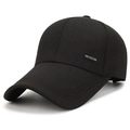 Schwarze Baseballkappe mit langem Schirm und Sport-Metallplakette für Herren - Verstellbar / Schwarz