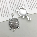 Antique silver sea turtle pendants showing front shell texture and back detail - 1Pc Antique Silver Turtle 18*34mm