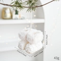Detailed view of white plush Christmas boot ornament with size and weight dimensions - White Boots