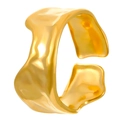 Minimalist 18K gold plated stainless steel open ring with molten lava texture - Lava Irregular Style (6441)