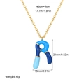 Letter R enamel pendant necklace in blue tones with golden chain for women - Letter R