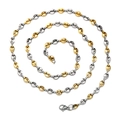 Collar de granos de café de 5mm en acero inoxidable con eslabones bicolor oro y plata - 0,5 cm de ancho * 60 cm de largo / Oro y Plata