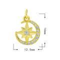 Pendentif lune et étoile plaqué or 18K avec micro-pavage, 16mm haut et 12,5mm large - 637 Étoile Lune