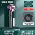Matte black high pressure shower head with 3 settings and 2-meter stainless steel hose - 2m Stainless Steel Hose Set / Elegant Black
