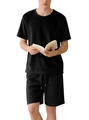 Conjunto de dos piezas negro para hombre con camiseta de manga corta y pantalones con cordón - S / Negro