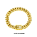 Classic 13mm gold plated Cuban link bracelet with 16cm length and ice out crystal diamonds - 16cm / Gold
