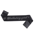 Fascia Birthday Girl in tessuto glitter nero con strass e icona a corona - Birthday Girl / Fascia in Raso Nero con Strass Bianchi