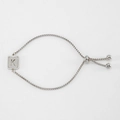 Adjustable silver-tone stainless steel box chain bracelet featuring a sandblasted letter K tag - Letter K / Steel